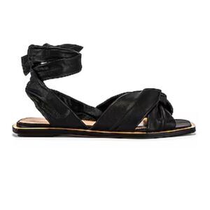 Raye Dany Revolve Black Leather Ankle Tie Strap Sandals Size 8.5 Made in Brazil